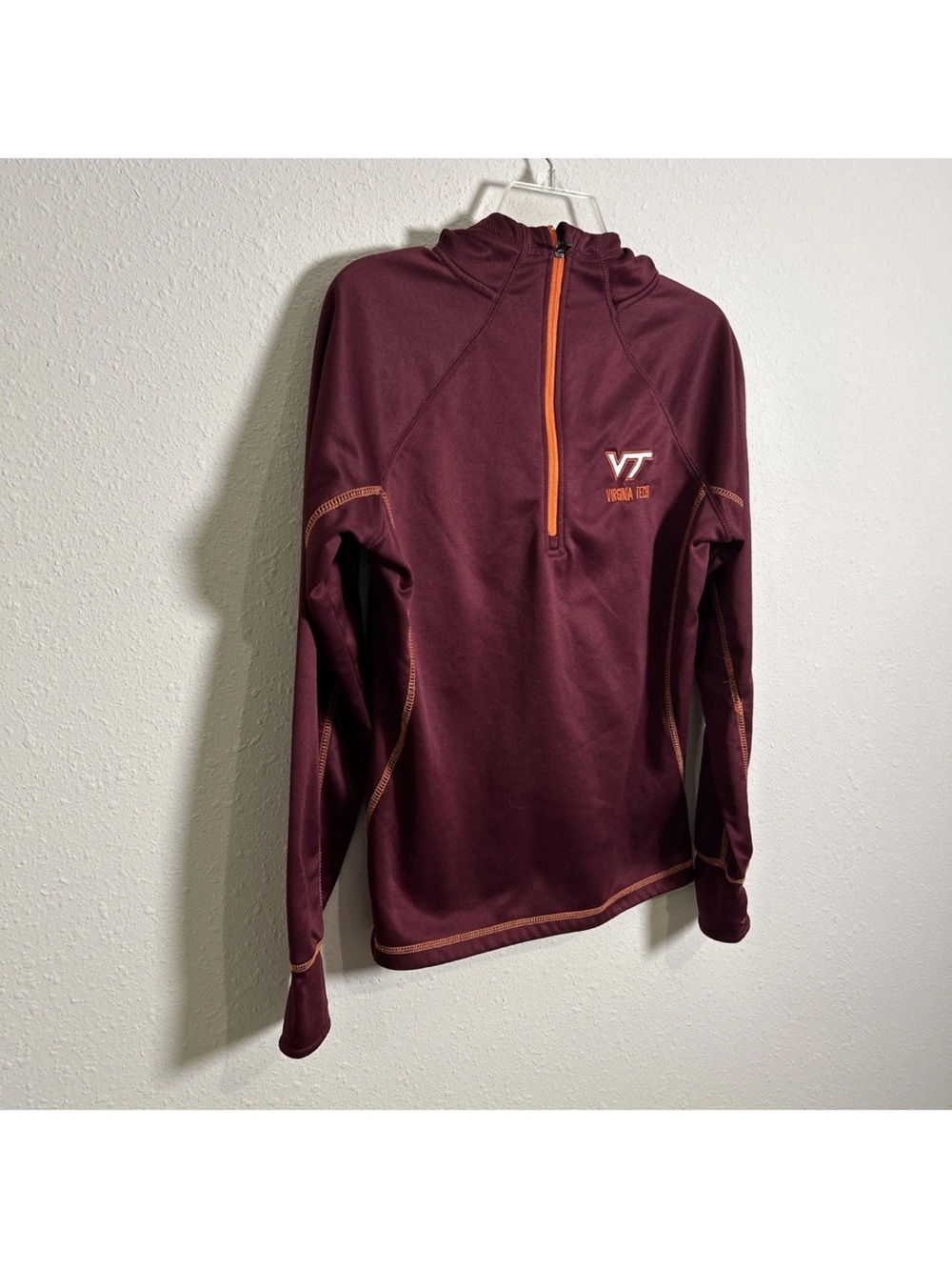 Virginia Tech Hokies Colosseum 1/4 Zip Womens Large Maroon Pullover Hoodie - Picture 6 of 10
